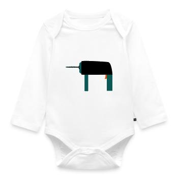 Bohrer Werkzeug Geschenkidee Handwerker Hobby - Baby Bio-Langarm-Body - Weiß - Vorne