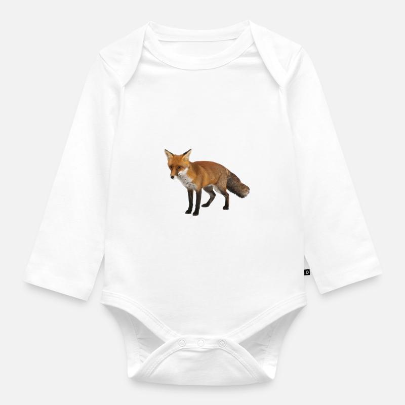 Fox - Organic Longsleeve Baby Bodysuit - white