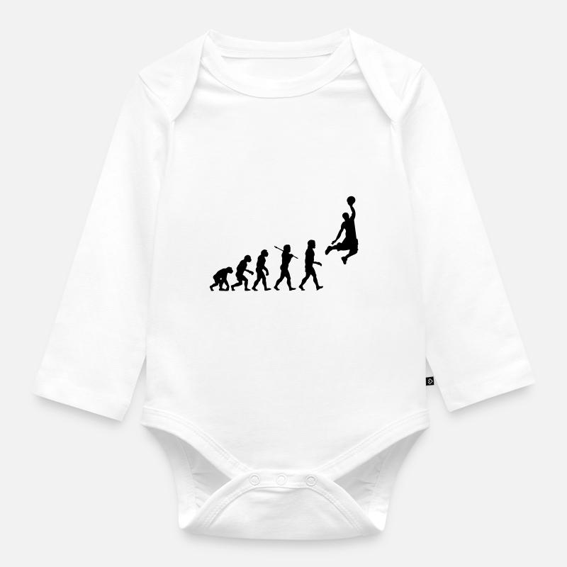 Basketball Dunk Evolution - Baby Bio-Langarm-Body - Weiß