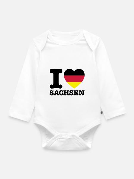 I Love Sachsen Deutschland - Baby Bio-Langarm-Body - Weiß