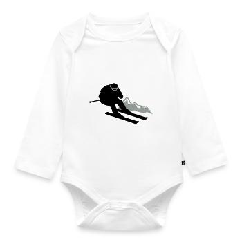 skier ski - Baby Bio-Langarm-Body - Weiß - Vorne