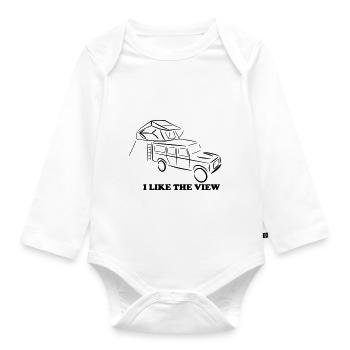 Defender with roof tent, roof tent, roof tent nomads - Organic Longsleeve Baby Bodysuit - white - Front