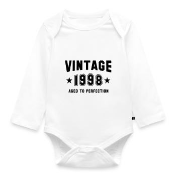 VINTAGE 1998 - Birthday - Aged To Perfection - Baby Bio-Langarm-Body - Weiß - Vorne