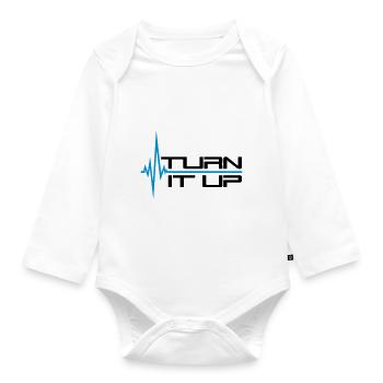 heart rate heartbeat turn it up bar strokes - Organic Longsleeve Baby Bodysuit - white - Front
