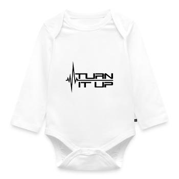 heart rate heartbeat turn it up bar strokes - Organic Longsleeve Baby Bodysuit - white - Front