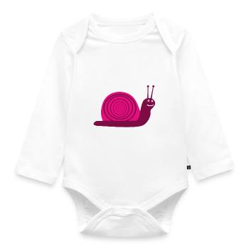 Pinke Schnecke - Baby Bio-Langarm-Body - Weiß - Vorne