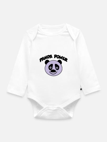 panda - Baby Bio-Langarm-Body - Weiß