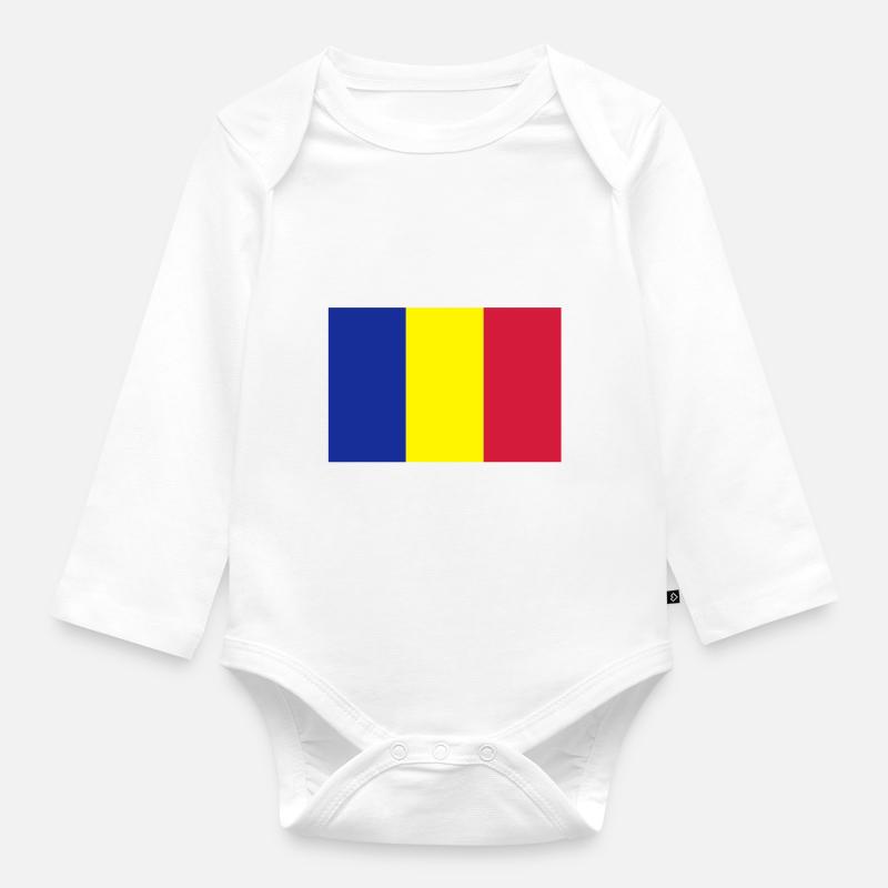 drapeau_roumanie - Baby Bio-Langarm-Body - Weiß