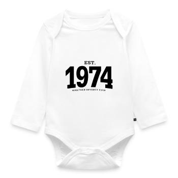 EST. 1974 Nineteen Seventy Four - Organic Longsleeve Baby Bodysuit - white - Front