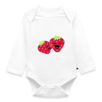 strawberry kiss - Body Bébé bio manches longues - blanc - Devant