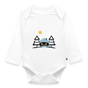 Weihnachten Haus am Nordpol - Baby Bio-Langarm-Body - Weiß - Vorne