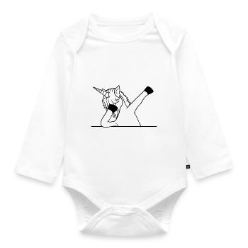 boîte texte écrire signalisation mur tamponner licorne d - Body Bébé bio manches longues - blanc - Devant