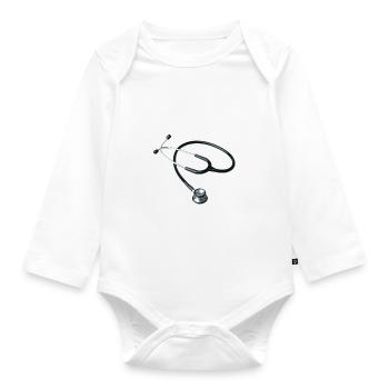 stethoscope doctor - Organic Longsleeve Baby Bodysuit - white - Front