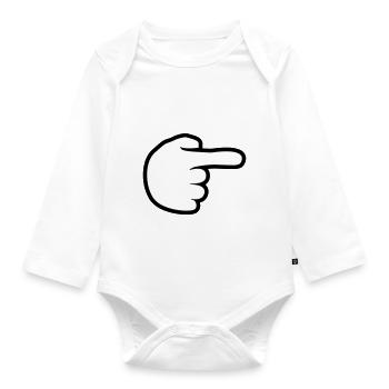 hand comic cartoon zeigen zeigefinger weg rechts l - Baby Bio-Langarm-Body - Weiß - Vorne