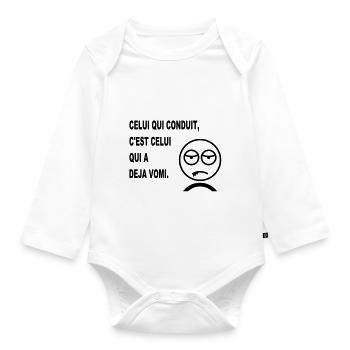 sam_deja_vomi_humour - Body Bébé bio manches longues - blanc - Devant