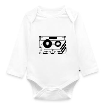 audio tape cassette - Organic Longsleeve Baby Bodysuit - white - Front