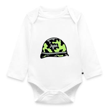 militärischen Helm militärischen Helm 2 - Baby Bio-Langarm-Body - Weiß - Vorne