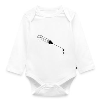 Blood Syringe - Organic Longsleeve Baby Bodysuit - white - Front