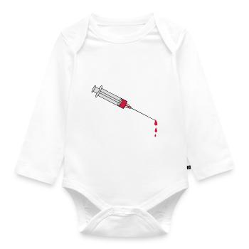 Blood Syringe - Organic Longsleeve Baby Bodysuit - white - Front