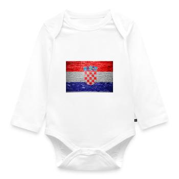 Croatia brick wall flag graffiti poster - Organic Longsleeve Baby Bodysuit - white - Front