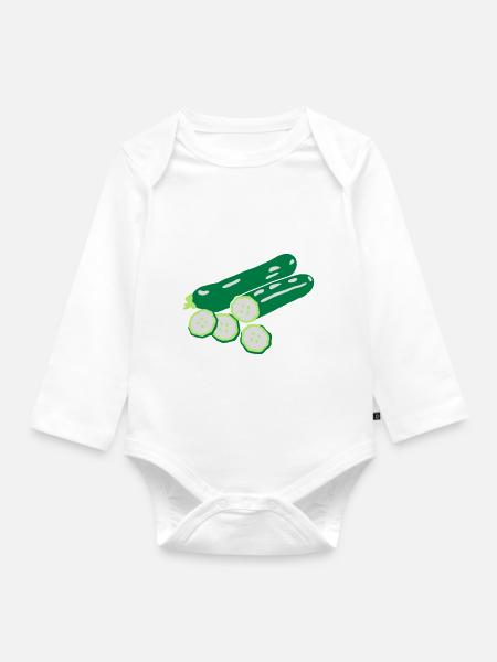 courgettes g1 - Body Bébé bio manches longues - blanc