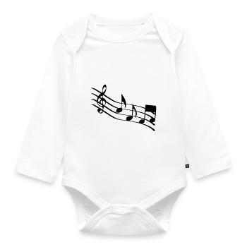 musiknoten - Baby Bio-Langarm-Body - Weiß - Vorne
