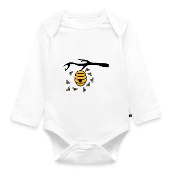 Beehive Branch - Organic Longsleeve Baby Bodysuit - white - Front