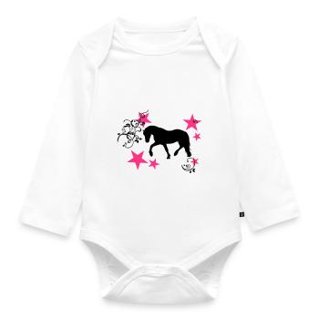 Tinker Friese silhouette with stars and tribal - Organic Longsleeve Baby Bodysuit - white - Front