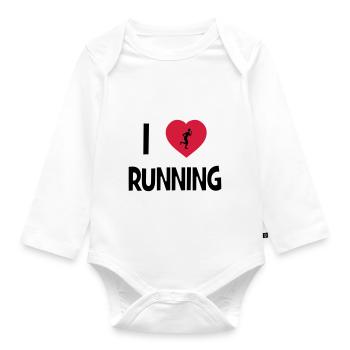 I Love Running - Organic Longsleeve Baby Bodysuit - white - Front