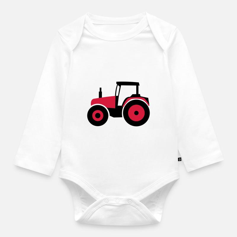 Traktor | Tractor - Baby Bio-Langarm-Body - Weiß
