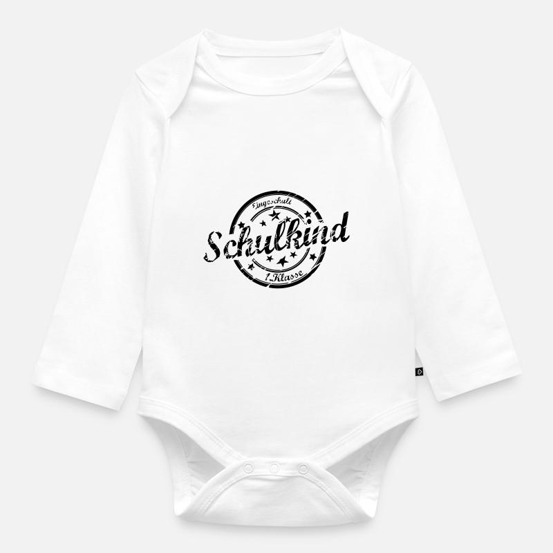 schulkind - Baby Bio-Langarm-Body - Weiß