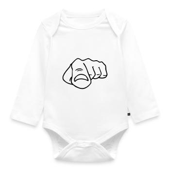pointing finger - Organic Longsleeve Baby Bodysuit - white - Front