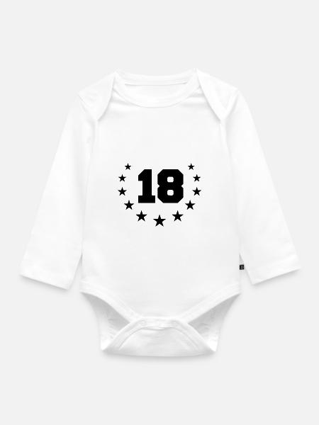 Number 18 Design - Organic Longsleeve Baby Bodysuit - white