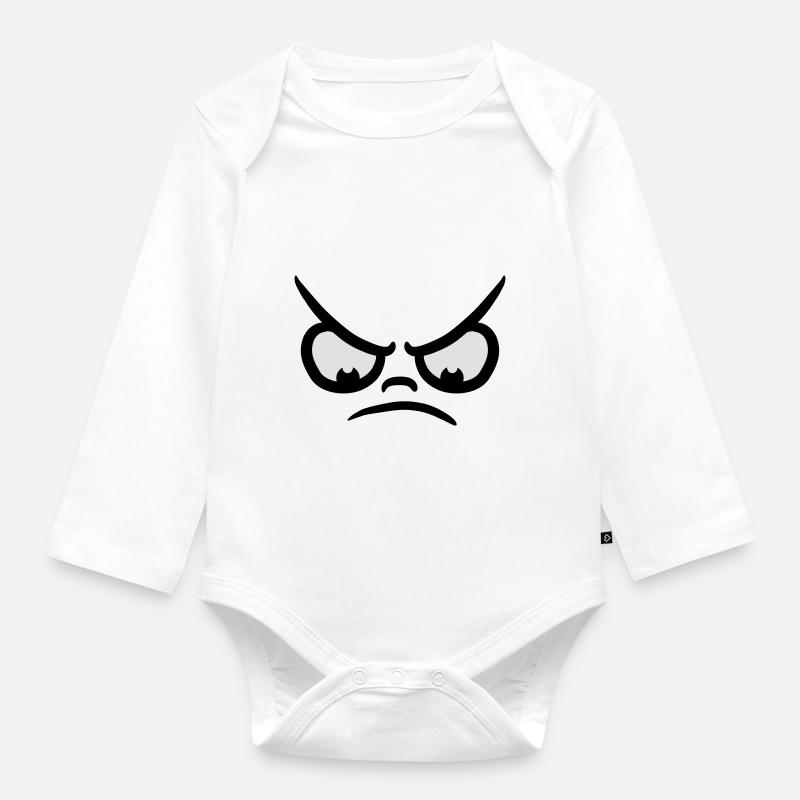 Angry Comic Face - Baby Bio-Langarm-Body - Weiß
