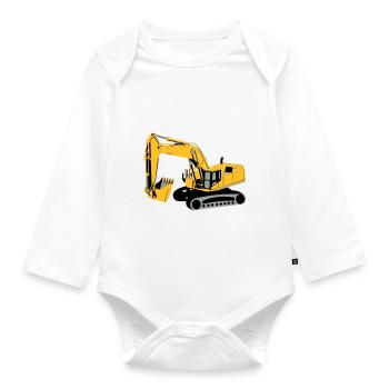 Bagger | Excavator - Baby Bio-Langarm-Body - Weiß - Vorne