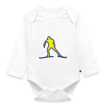Nordic cross-country skiing drawing trace - Organic Longsleeve Baby Bodysuit - white - Front