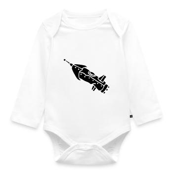 space shuttle space ship Rakete rocket satellite - Organic Longsleeve Baby Bodysuit - white - Front