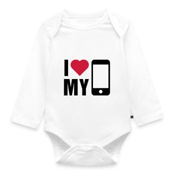 Love mobile - Organic Longsleeve Baby Bodysuit - white - Front