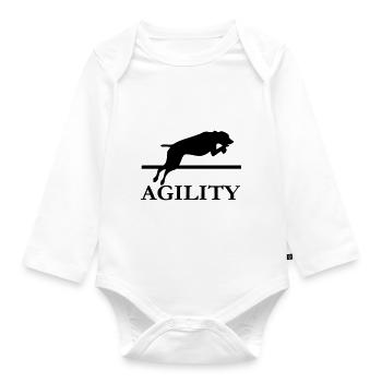Agility Hundetraining Hundesport - Baby Bio-Langarm-Body - Weiß - Vorne