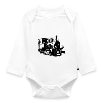 Dampflok 2 - Organic Longsleeve Baby Bodysuit - white - Front