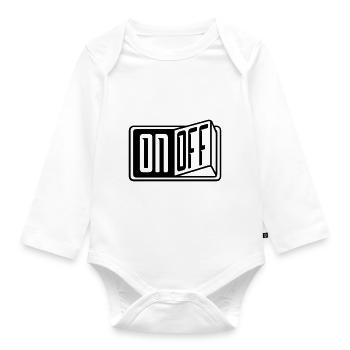 switch on off button turn on off - Organic Longsleeve Baby Bodysuit - white - Front
