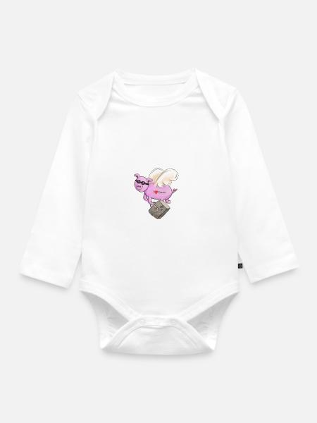 Fliegendes Schwein - Baby Bio-Langarm-Body - Weiß
