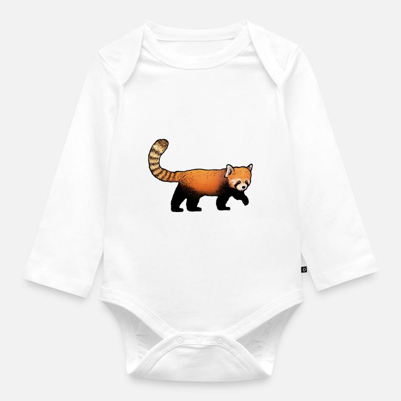 Panda Roux / Red Panda 02 - Body Bébé bio manches longues - blanc