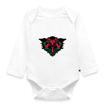 wolf controller games eye joystick geek - Organic Longsleeve Baby Bodysuit - white - Front