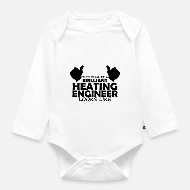 brilliant heating engineer - Organic Longsleeve Baby Bodysuit - white