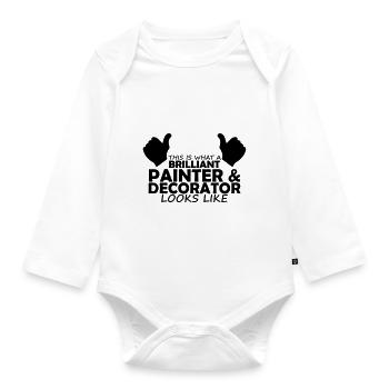 brilliant painter & decorator - Organic Longsleeve Baby Bodysuit - white - Front