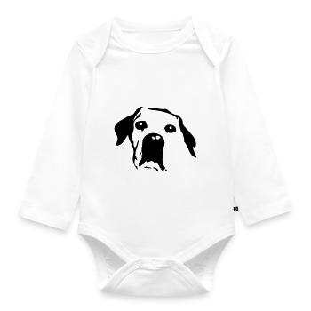 dog head - Organic Longsleeve Baby Bodysuit - white - Front
