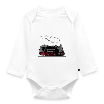 dampflok locomotive old romance - Organic Longsleeve Baby Bodysuit - white - Front
