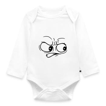 boeses wuetendes gesicht zur seite gucken kopf aug - Baby Bio-Langarm-Body - Weiß - Vorne