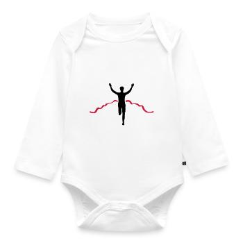 Jogger Ziel - Baby Bio-Langarm-Body - Weiß - Vorne